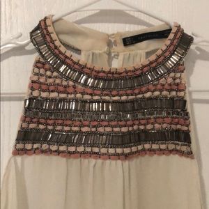 Cream embroidered tank top